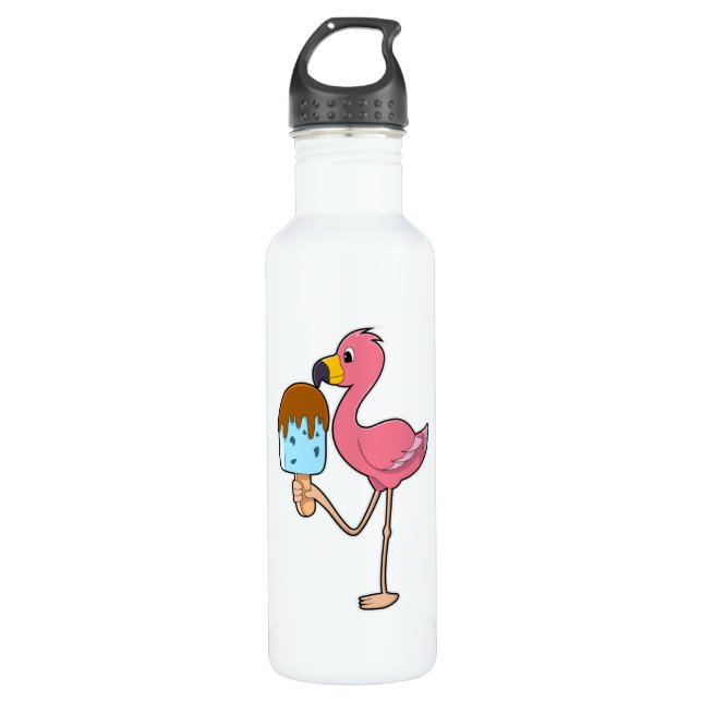 Flamingo with Popsicle 710 Ml Water Bottle (Front)
