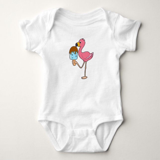 Flamingo with Popsicle Baby Bodysuit (Front)
