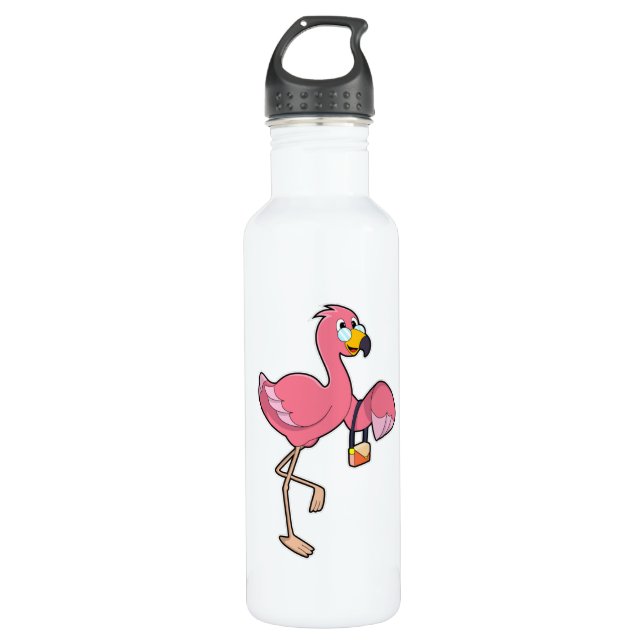 Flamingo with Purse 710 Ml Water Bottle (Front)