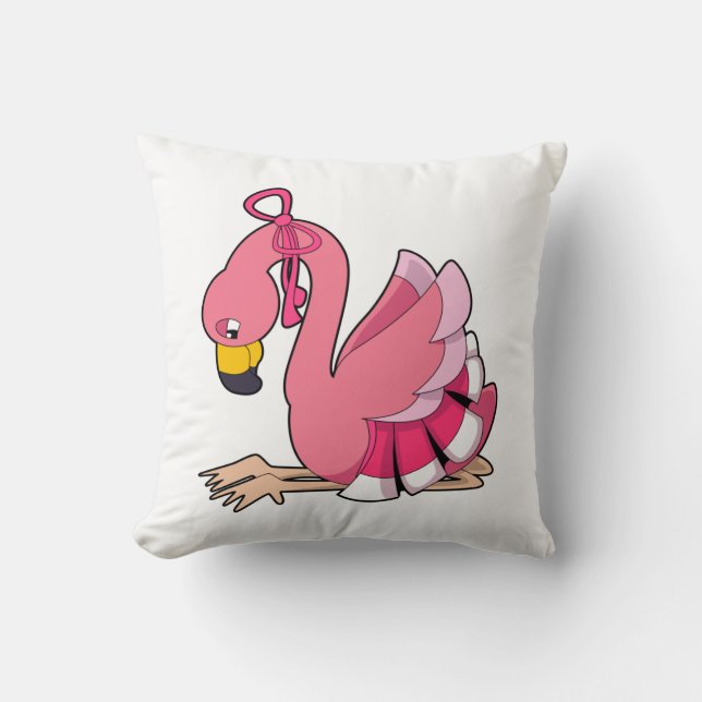 Flamingo with Ribbon Throw Pillow (Front)