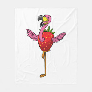Flamingo with Strawberry Fleece Blanket
