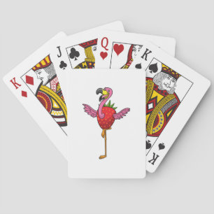 Flamingo with Strawberry Playing Cards