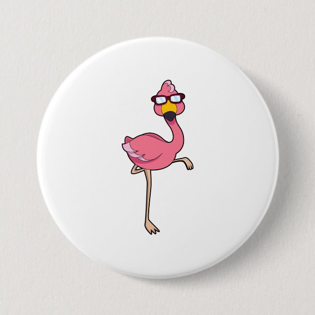 Flamingo with Sunglasses 3 Inch Round Button (Front)