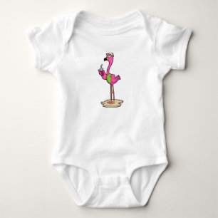 Flamingo with Sunglasses & Cap Baby Bodysuit