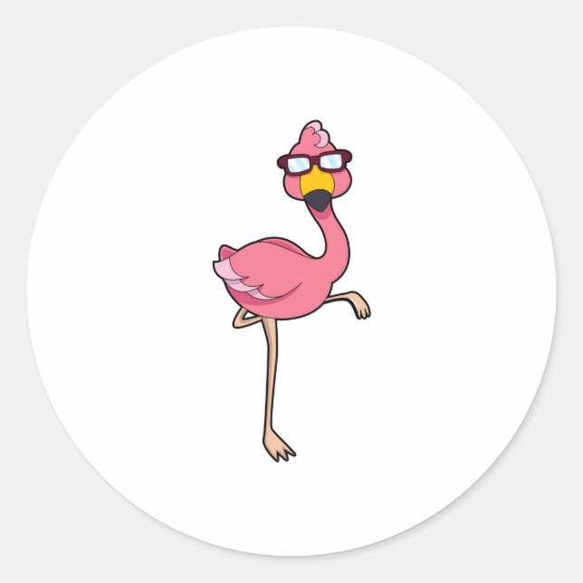 Flamingo with Sunglasses Classic Round Sticker (Front)