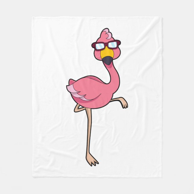 Flamingo with Sunglasses Fleece Blanket (Front)
