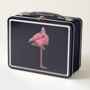 Flamingo with Sunglasses Metal Lunch Box