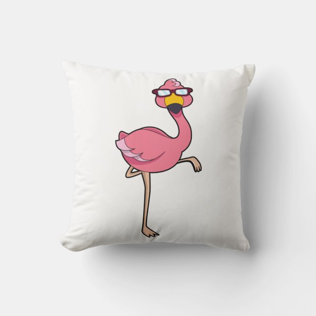Flamingo with Sunglasses Throw Pillow (Front)