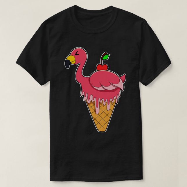 Flamingo with Waffle ice cream Apple T-Shirt (Design Front)