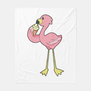Flamingo with Waffle ice cream Fleece Blanket