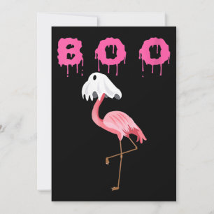 Flamingo Womens Flamingo Boo Ghost Halloween Holiday Card