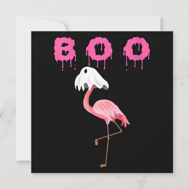 Flamingo | Womens Flamingo Boo Ghost Halloween Invitation (Front)
