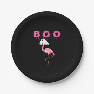 Flamingo Womens Flamingo Boo Ghost Halloween Paper Plate