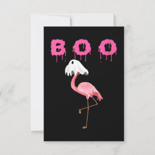 Flamingo Womens Flamingo Boo Ghost Halloween RSVP Card