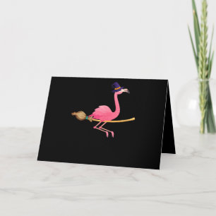 Flamingo   Womens Funny Flamingo Witch Halloween Card