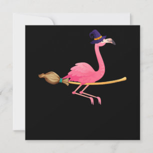 Flamingo   Womens Funny Flamingo Witch Halloween Invitation
