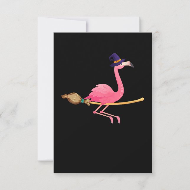 Flamingo | Womens Funny Flamingo Witch Halloween Invitation (Front)