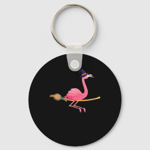 Flamingo Womens Funny Flamingo Witch Halloween Keychain