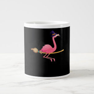 Flamingo Womens Funny Flamingo Witch Halloween Large Coffee Mug