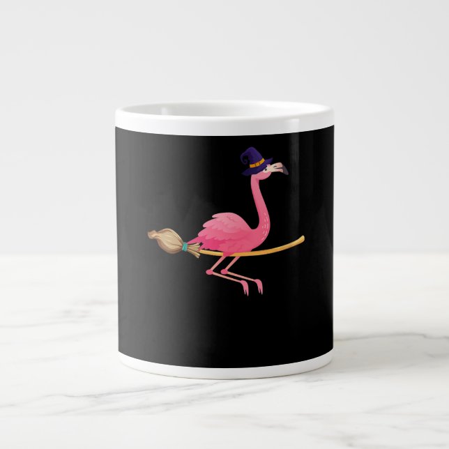 Flamingo | Womens Funny Flamingo Witch Halloween Large Coffee Mug (Front)