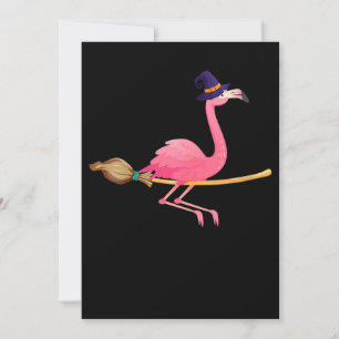 Flamingo   Womens Funny Flamingo Witch Halloween Thank You Card