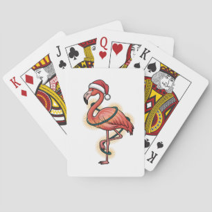 Flamingo Wrapped In Christmas Light Pink Bird Playing Cards