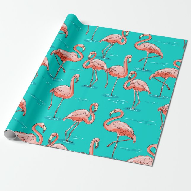Flamingo Wrapping Paper (Unrolled)