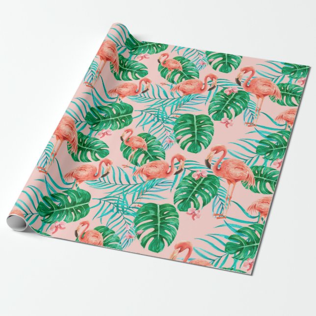 Flamingo Wrapping Paper (Unrolled)
