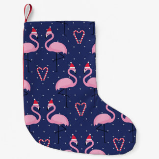 Flamingo Xmas Hat Candy Pattern Small Christmas Stocking