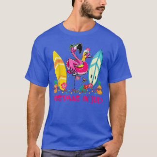 Flamingo Xmas Lights Sunglasses Surfing Beach Summ T-Shirt