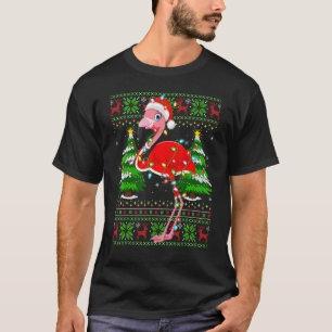 Flamingo  Xmas Lights Ugly Santa Flamingo Christma T-Shirt