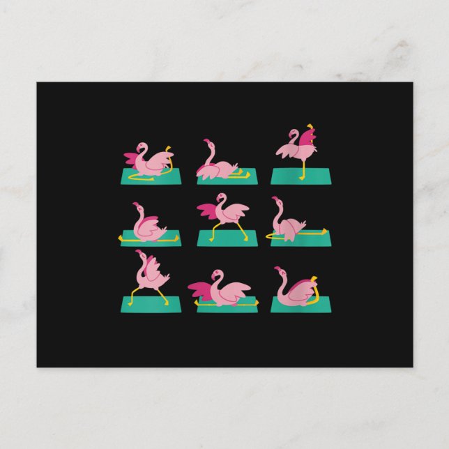 Flamingo Yoga Poses Meditation Workout Exercise Invitation Postcard (Front)
