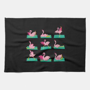 Flamingo Yoga Poses Meditation Workout Exercise Kitchen Towel