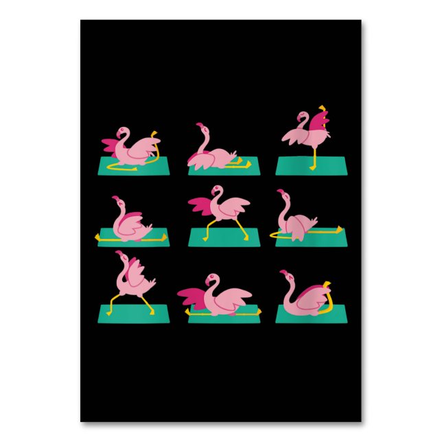 Flamingo Yoga Poses Meditation Workout Exercise Table Number (Front)