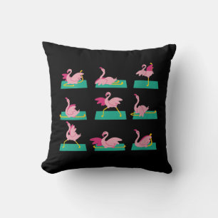 Flamingo Yoga Poses Meditation Workout Exercise Throw Pillow