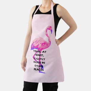 Flamingo Young At Heart Funny Saying Quote  Apron