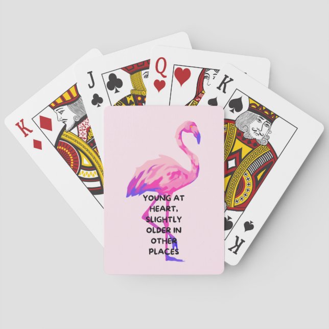 Flamingo Young At Heart Funny Saying Quote  Playing Cards (Back)