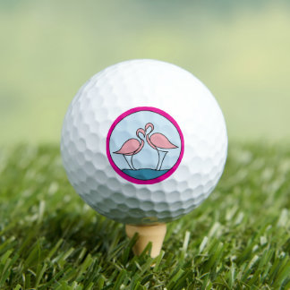 Flamingo Your Business Round Logo Art Bright Pink Golf Balls