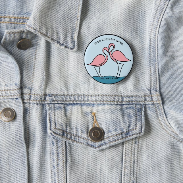 Flamingo Your Business Round Logo Art Photo Quote 2 Inch Round Button (In Situ)