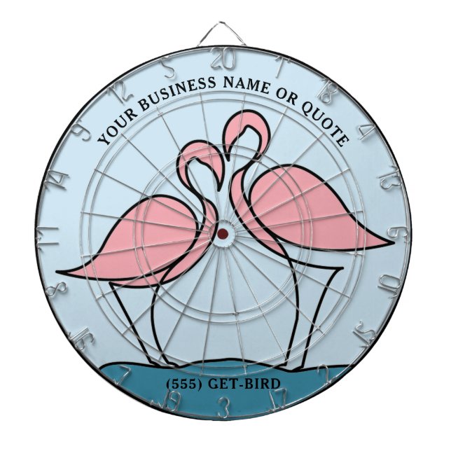 Flamingo Your Business Round Logo Art Photo Quote Dartboard (Front)