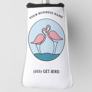 Flamingo Your Business Round Logo Art Photo Quote Golf Head Cover