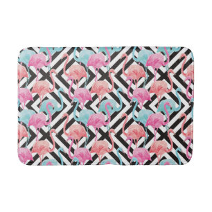 Flamingoes on Bold Design Pattern Bath Mat