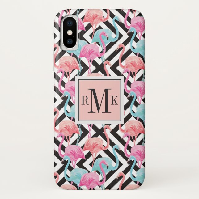 Flamingoes on Bold Design Pattern Case-Mate iPhone Case (Back)