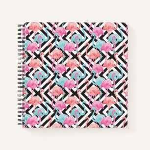 Flamingoes on Bold Design Pattern Notebook