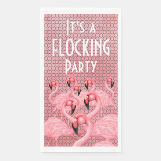 Flamingoes on Parade Paper Guest Towels Napkin (Front)