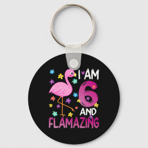Flamingoo I Am 6 Flamazing Amazing 6th Birthday Keychain