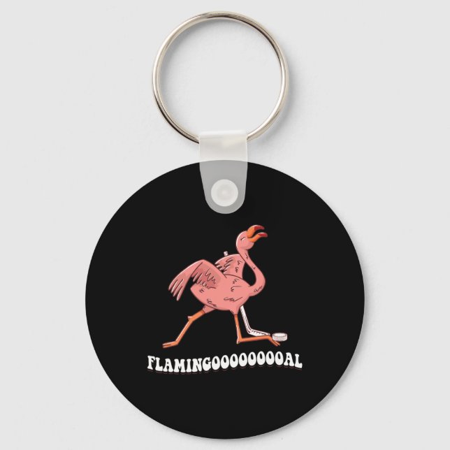 Flamingooooal Flamingo Ice Hockey  Keychain (Front)