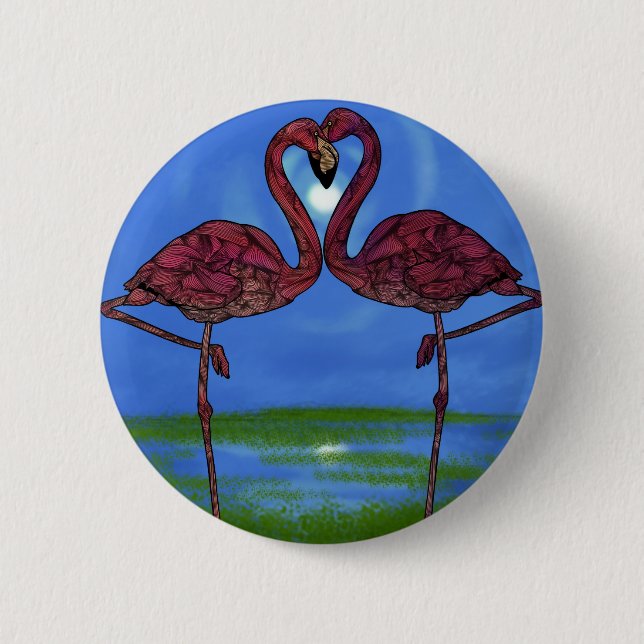 Flamingos 2 Inch Round Button (Front)