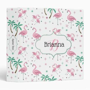 Flamingos and Palm Trees Atomic Style Monogram Binder