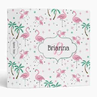 Flamingos and Palm Trees Atomic Style Monogram Binder